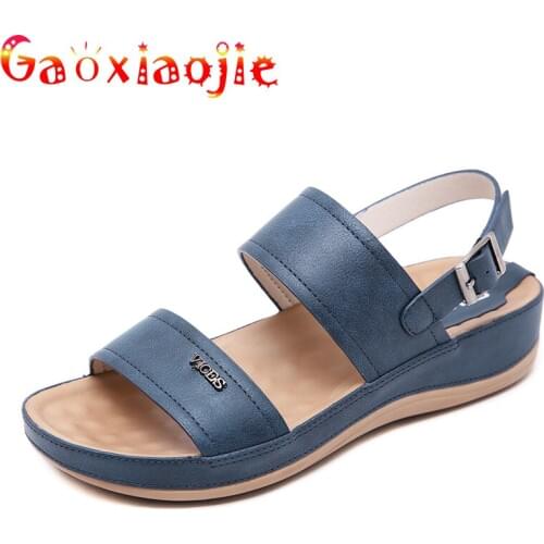 Casual Sandals Woman New Metal Buckle Thick Bottom3.5CM Slippers Female Comfortable Soft Cow Muscle Bottom Pregnant Women Shoes