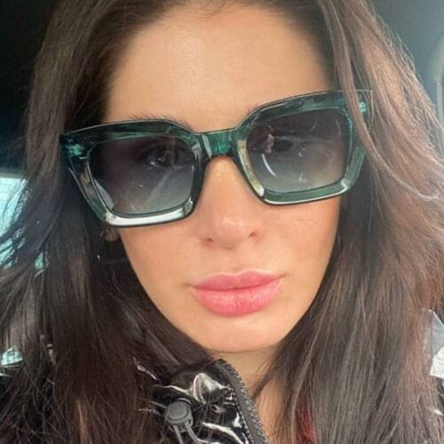 Square Sunglasses Women Summer 2021 Classic Brand Fashion Blue Clear Sun Glasses Men Vintage Oversized Shades UV400