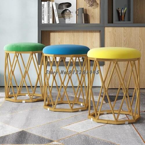 Makeup stool European style light luxury net red ins wind dressing stool home girl cute iron chair soft bag round stool