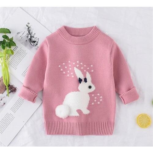 New Arrival girl Sweater Children Clothing rabbit Pattern Knitted Sweater Baby girls Pullover Sweater Knitwear 1-5T Kids