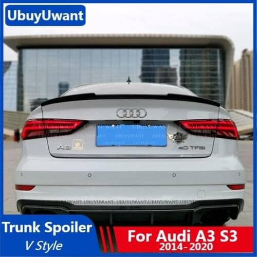 UBUYUWANT V Style Rear Trunk Spoiler for Audi A3 Sedan S3 8V 2014-2020 ABS Plastic Tail Wing Decoration Lip Spoiler for Cars