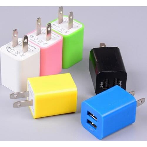 5V 1A US Plug USB Charging Dual Port Power Adapter For Home Travel Wall Charger For Cell Phone