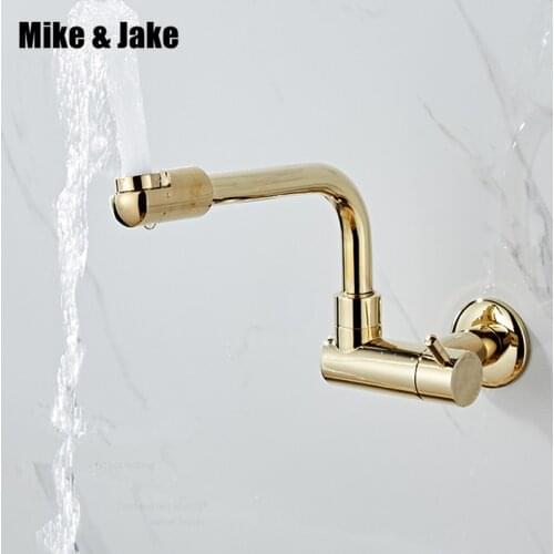 360 degree rotating single cold wal goldl tap basin sink wall mounted faucet cold gold faucet Water Tap Single Cold Faucet