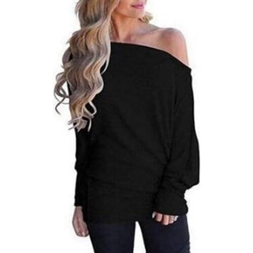 2020 Knitted Women Slash neck Sweater Pullovers spring Autumn Basic Women Sweaters Pullover Slim Fit Black top