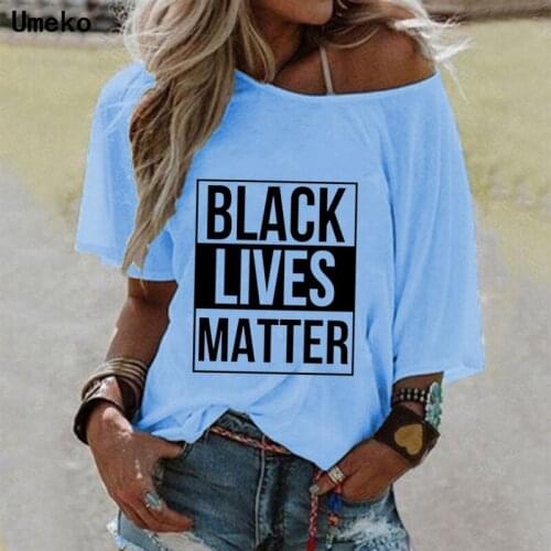 2020 Chic Harajuku T Shirt Black Lives Matter 90s T-shirt Summer Casual Streetwear Women Fashion Tshirt Diagonal Collar Top Tees