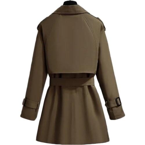 Large Size Women Windbreaker Spring Autumn Fashion Double Breasted Tooling Windbreaker Coat Mid-length With Belt Jacket 4XL Q22