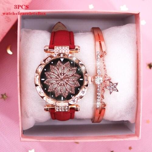 2020 Ladies Wrist Watch Bracelet Set For Women Watches Luxury Quartz Wristwatches Relogio Feminino Diamond Clock With Box