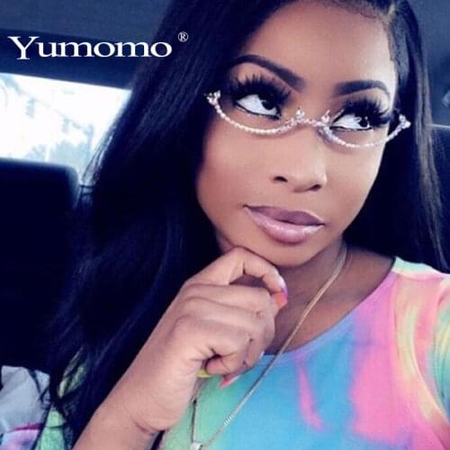 Ladys Cat Eyes Half Frame Diamond Glasses Frame Retro Women Crystal Eyewear Glasses Without Lens Groove Eyeglasses Frame