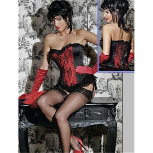 S-6XL Womens Plus Size Corsets Lingerie Sexy Red Lace up Waist Trainer Corset Top Underwear Fat Burner Corset With Ruffle