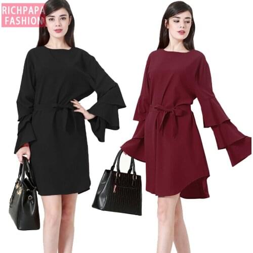 Plus Size Vestidos Abaya Dubai Bangladesh Arabic Dress Women Ruffles Hijab Muslim Dress Elbise Turkish Islamic Clothing