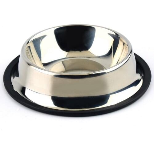 1 pc Stainless Steel Standard Pet Puppy Cat Dog Food or Drink Water Bowl Dish With an Effective skid-resistance Rustproof New