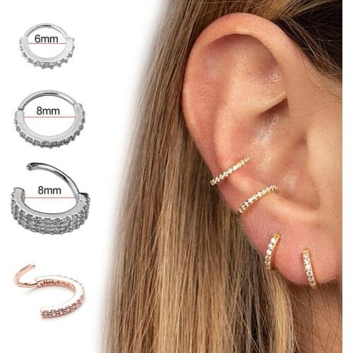 1PC Fashion Steel Seamless Hinged Nose Hoop Ring Septum Hinestone Clicker Ear Cartilage Piercing Charming Body Jewelry