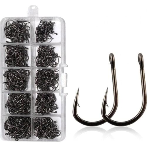 100pcs Fishing Hooks Set Carbon Steel Single Circle Fishhook Fly Fishing Jip Barbed Carp Hooks Sea Tackle Supplies Tools
