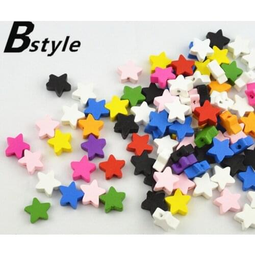 200pcs 14mm mixed color star wood beads Free Shipping diy Decorative Accessories
