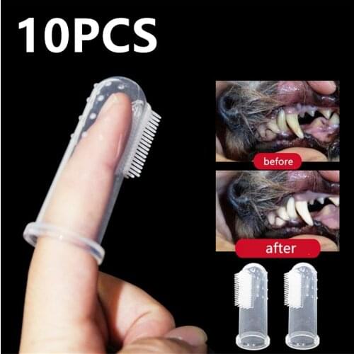 2/5/10PCS Soft Pet Finger Toothbrush Teddy Dog Brush Bad Breath Tartar Teeth Tools Dog Cat Cleaning Tools Pet Accessories