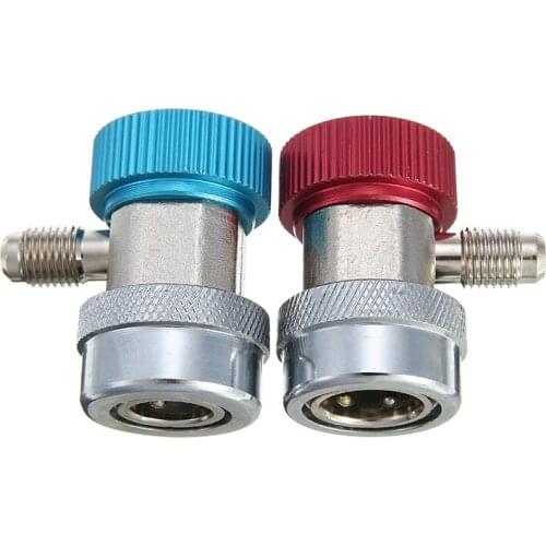 2pcs R134A Car Auto Truck Air Conditioning A/C High Voltage Low Pressure Side Professional Quick Coupler 1/4" Parts Tool