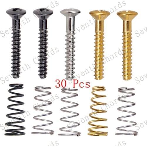 30 Pcs Guitar Single Coil Pickups Mount Adjust Height Flat Tail Screws & Conical Springs - M3*22mm