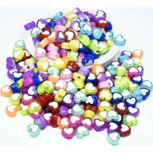 50pcs 8x4mm Colorful Love Heart Acrylic Beads Loose Spacer Beads For DIY Necklace Earring Jewelry Making Findings Accessories