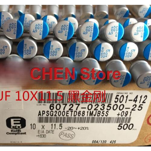 50PCS NIPPON PSG 20V680UF 10X11.5MM Motherboard Solid Polymer Capacitor psg 680UF 20V CHEMI-CON Aluminum shell electrolysis