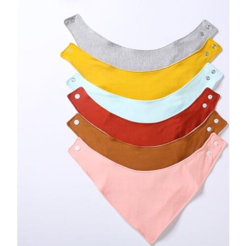 8Pcs/Lot Solid Cotton Baby Bibs Triangle Adjustable Snap Saliva Towel Candy Color Feeding Clothing Burp Infant Boys Girls Stuff