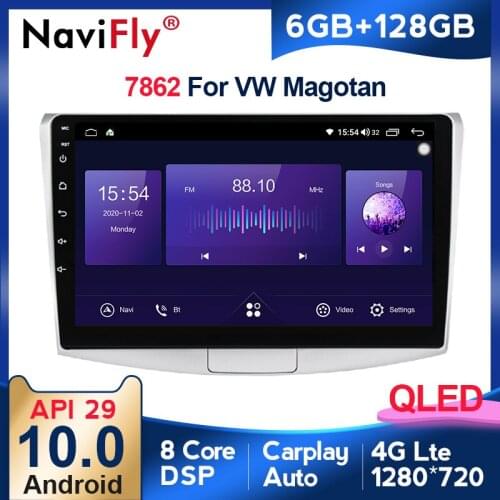 6GB+128GB QLED 1280*720 Android 10 For Volkswagen Passat 7 B7 NMS 2011 - 2015 Navigation GPS Car Multimedia Radio Player DSP