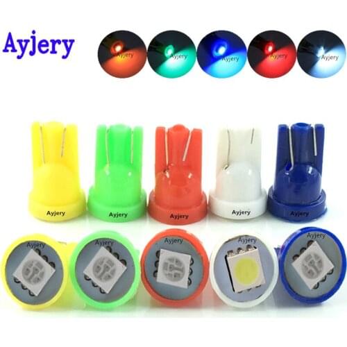 AYJERY 1000PCS DC 12V/24V T10 W5W LED Car Parking Lights 168 5050 1 SMD Auto Wedge Turn Side Bulbs Car Interior Reading Lights