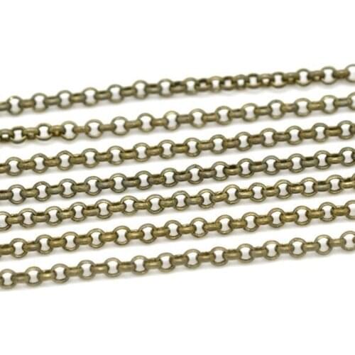 Free shipping!!!!100M/lot Bronze Tone Link-Soldered Chain Findings 2mm