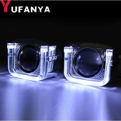 2.5inch car styling bixenon projector lens with U shape DRL angel eyes car assembly kit fit for h1 h4 h7 model car hid retrofit