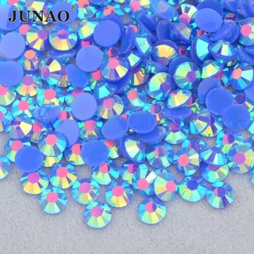 JUNAO 3 4 5 6mm Sapphire AB Nail Art Rhinestone Sticker Round Flatback Strass Diamond Non Hotfix Stones And Crystals Decorations