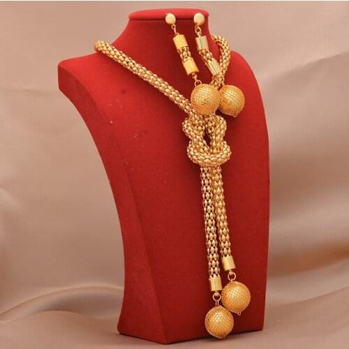 Dubai Jewelry sets 24K gold plated luxury African wedding gifts bridal bracelet necklace earrings ring jewellery set for women