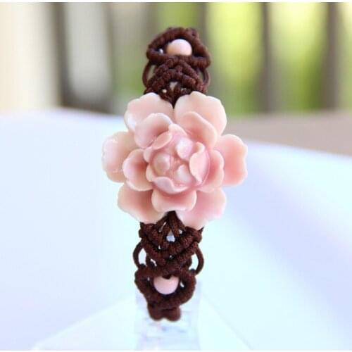 Ceramic Bracelet Jingdezhen Jewelry Bangles Rose Pendant Vintage Fashion Lourie Accessories Candy Color