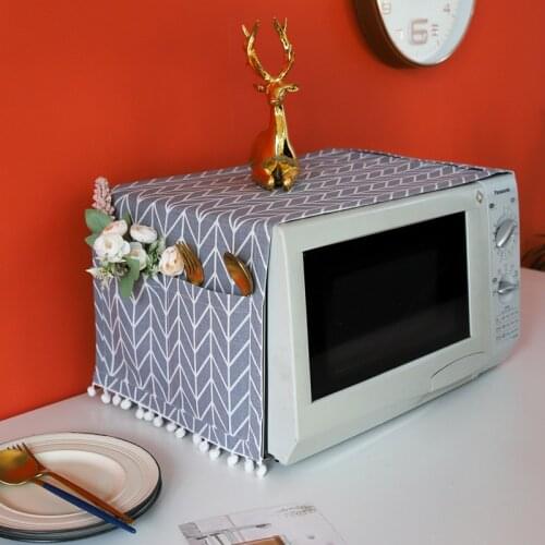 Kitchen Microwave Cover Dust Proof Cover Microwave Oven Hood Oil Dust Cover with Storage Bag Kitchen Accessories Supplies