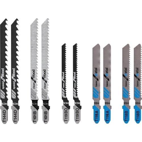 10Pcs Jig Saw Blade Jigsaw Blades Metal Wood Assorted Blades Woodworking T101B/T119BO/T144D/T118A/T118B For Bosch Metabo Makita