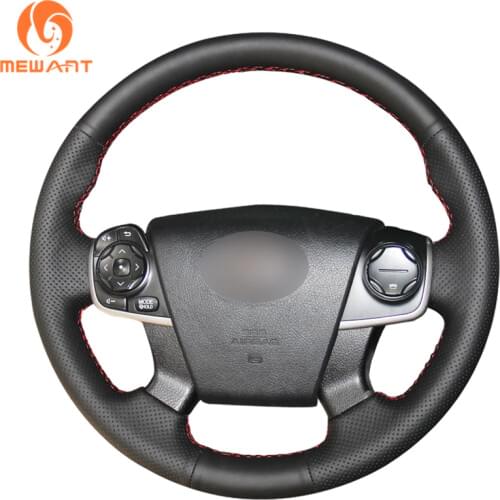 MEWANT Black Artificial Leather Car Steering Wheel Cover for Toyota Camry 2011 2012 2013 2014