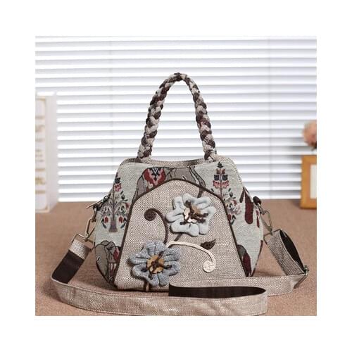Fashion national string appliques women shopping handbags!Nice Animal embossing lady multi-use bag All-match canvas Shoulder bag
