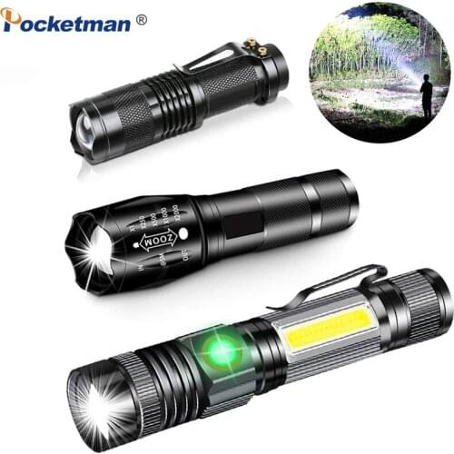 Powerful 40000LM LED Flashlight COB Side Light Zoomable Torch Portable Flashlights Waterproof Torch Use AAA 18650 Battery