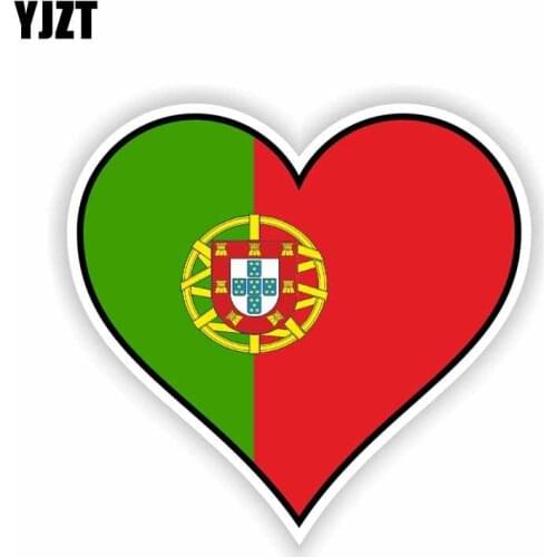 YJZT 12.7CM*11.8CM Car Window PORTUGAL Flag Heart Decal Bike Moto Car Sticker 6-1646
