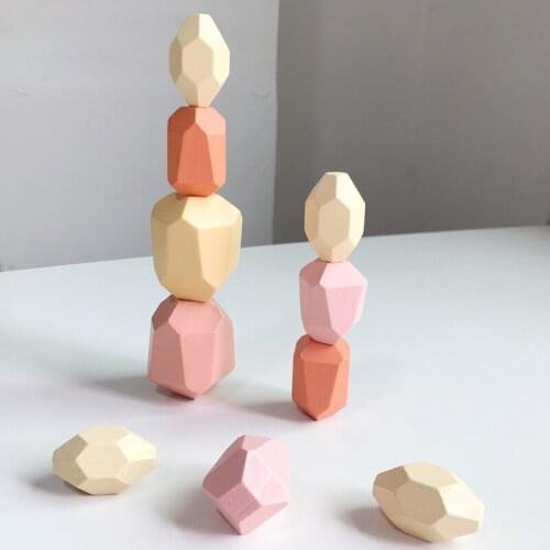 Nordic Color Training Early Education Puzzle Colorful Building Blocks Jenga Toys Decoration Boys Girls Wooden Stone Toys