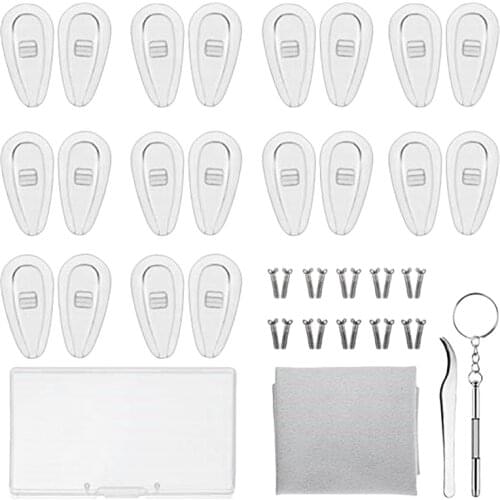 Eyeglass Nose Pads, 15mm Anti-Slip Soft Silicone Air Chamber Eyeglass Nose Pads, Glasses Repair Kit 10Pairs