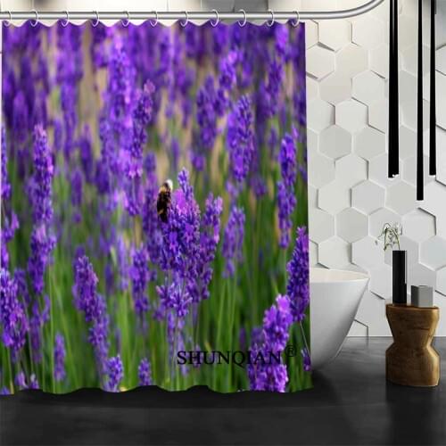 New Custom Lavender Shower Curtains Polyester Bathroom Waterproof Bath Curtain Size 150X180cm165X200cm180X200cm
