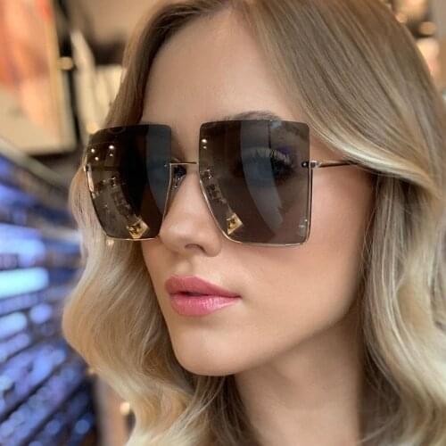 New Fashion Vintage Metal Half Frame Sunglasses Women Brand Designer Square Sun Glasses Female Big Colorful Shades UV400