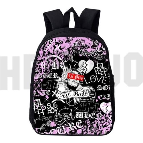 12/16 Inch Mochila 3D Print Cute Rapper Anime Lil Peep Backpack Children Lil Peep Bag Cartoon Schoolbags for Teenager Girl