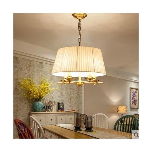 Nordic Copper Pendant Lights American Village Cloth round Continental Simple Restaurant Pendant lamps LO7162