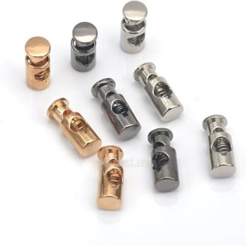 30pcs/lot round metal alloy stoppers toggle cord locks Drawstring lock 4mm hole nickle, black, gold STP-002