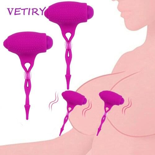 VETIRY 1 Pair Vibrator Nipple Clamps Powerful Breast Clips Breast Enlargement Massage Sex Toys For Woman Penis Ring Toys for Men