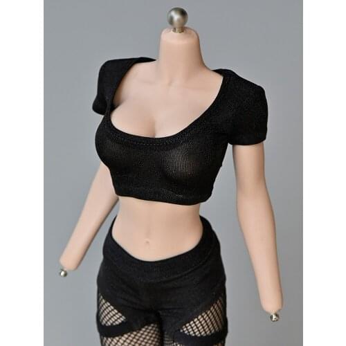 1/6 Soldier wide-necked short waist T-shirt model for 12 inch action figure body