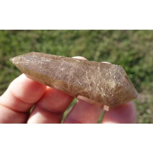 1pcs Citrine Quartz Crystal Vogel Style Wand Rutilated 12 Sided DT Point Healing Rock