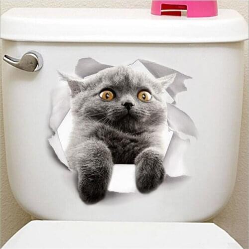 1pcs Hole Cat Wall Stickers Toilet Stickers Refrigerator Stickers Childrens Room Living Room Decals Home Decoration 25 * 23CM