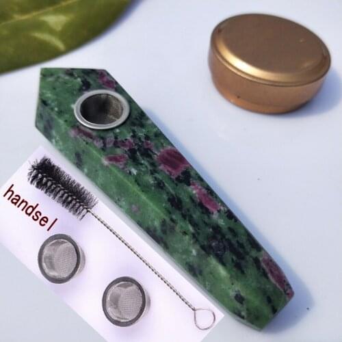 10cm Natural Red emerald stone Quartz Crystal Smoking Pipe Rock Cigarette Holder Health Smoking tobacco Pipe+2+1pc free shipping