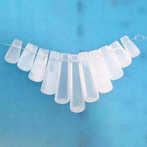 11Pcs/Set White Natural Energy Selenite Stone Trapezoid Pendant Bead